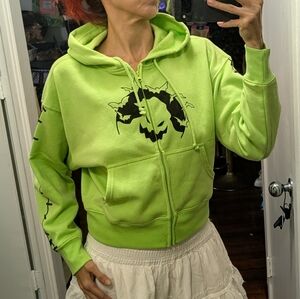 Disney Nightmare Before Christmas Oogie Boogie Lime Green Zip Up Hoodie S/M NWT